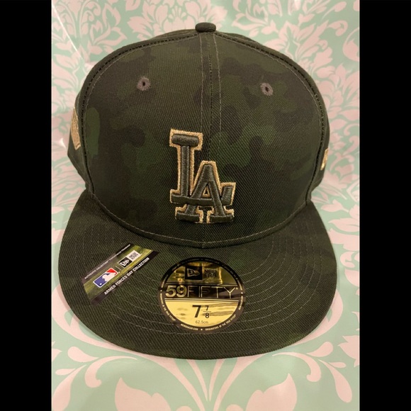 Mens Los Angeles dodgers armed forces day collection camouflage fitted hat 77/8 - Picture 1 of 5